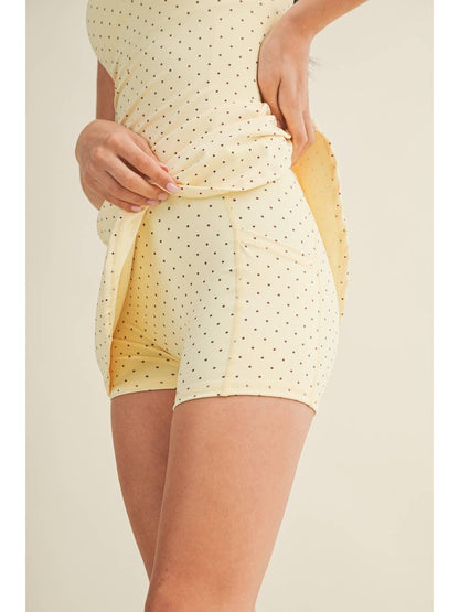 Polka Dot A-line Mini Dress Lemon