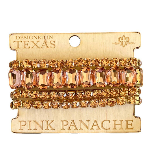 Gold and light rose Rhinestone Stretch Bracelet