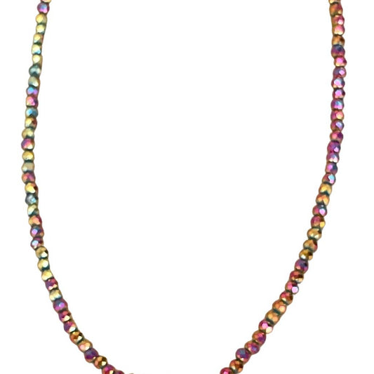 Dark Pink Crystal Bead Necklace