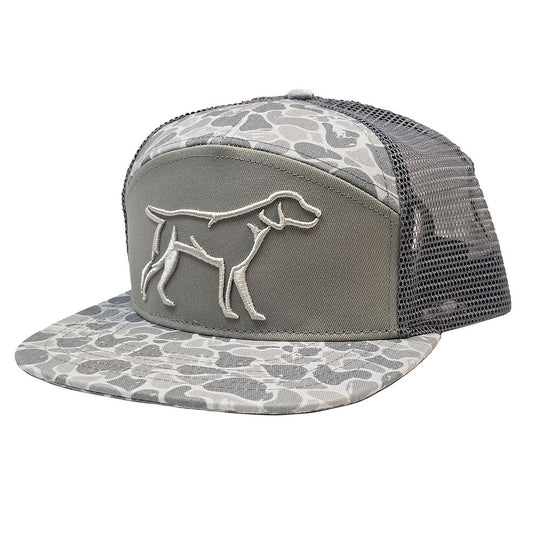 Grey Backwoods Camo 7 Panel 3D Puff Logo