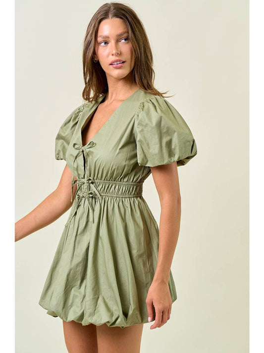 Flow Puff Sleeve Mini Dress