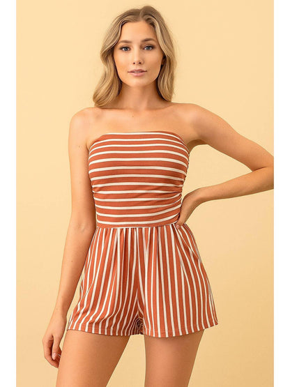 Striped Tube Top Romper