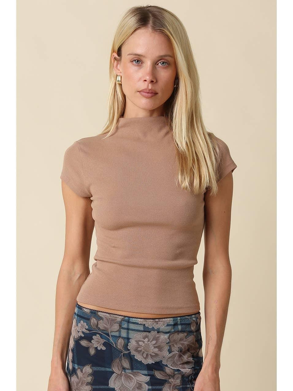 Anora Neck Knit Top - Mocha