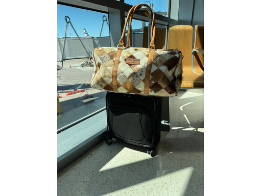 Boho Luxe Duffle Weekender Leather Cowhide Bag
