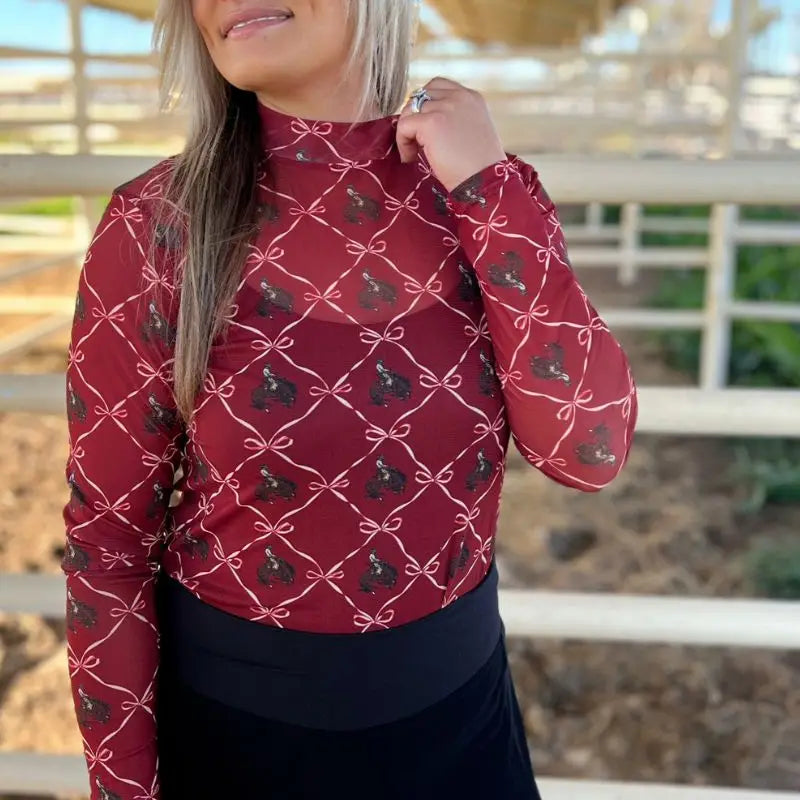 Bronc & Bows Mesh Top