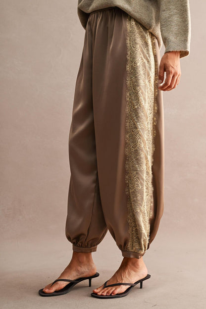Megan Satin Ballon Pants - Mocha