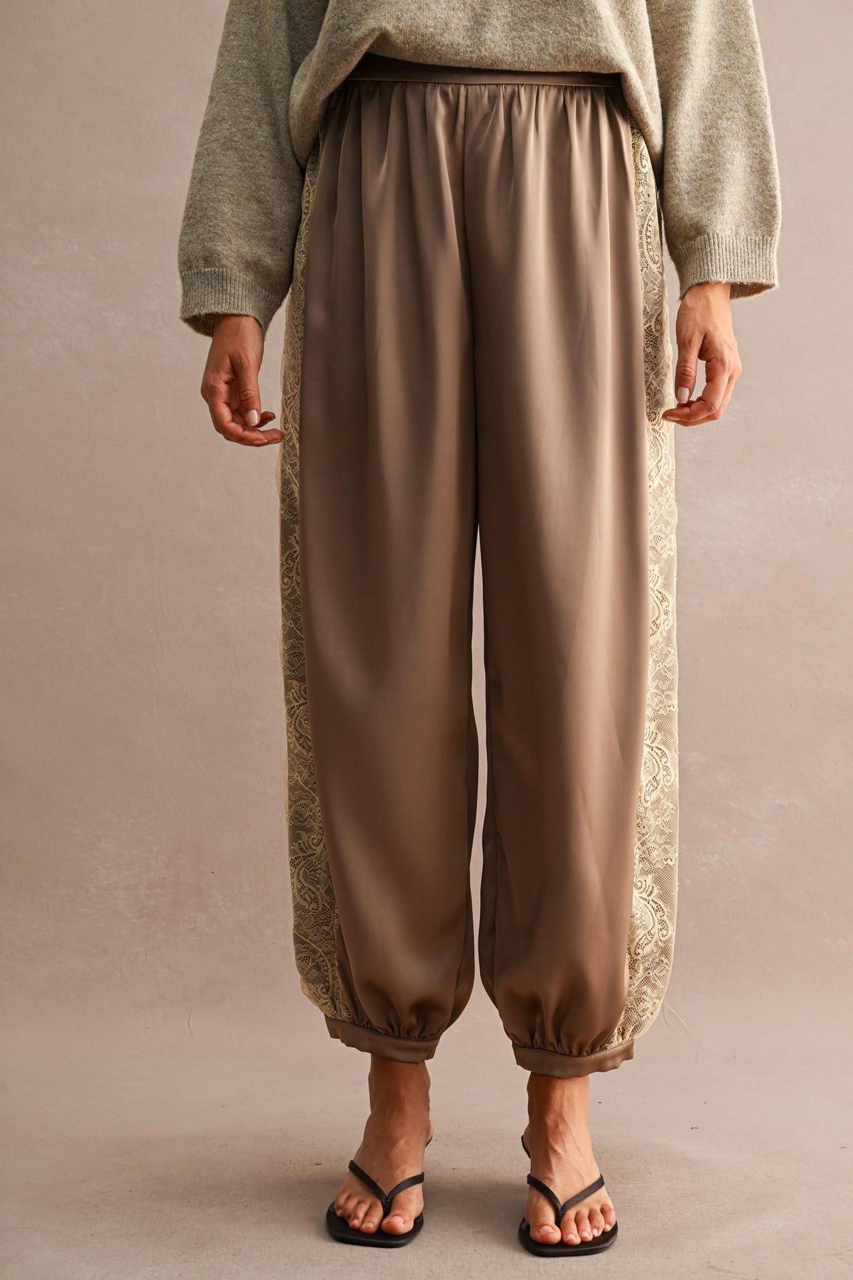 Megan Satin Ballon Pants - Mocha