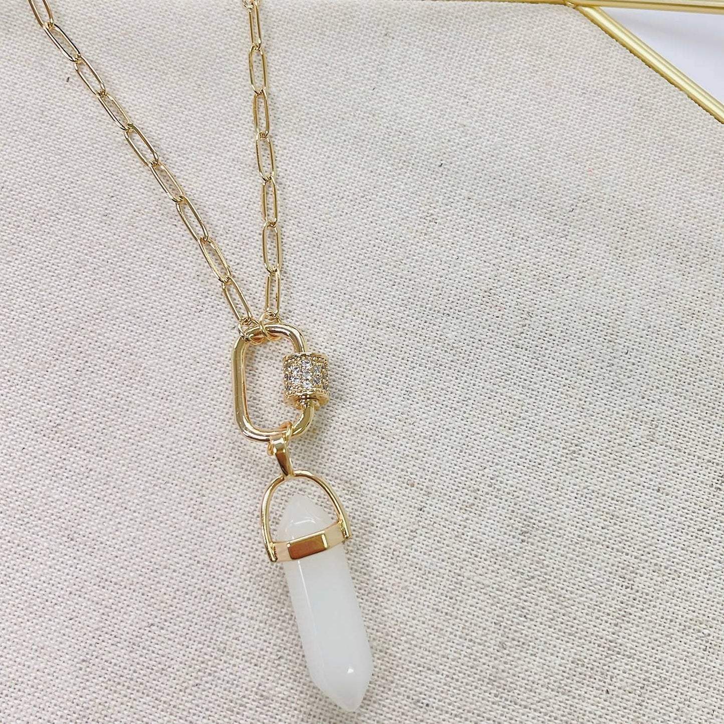 White Crystal Pendant Necklace