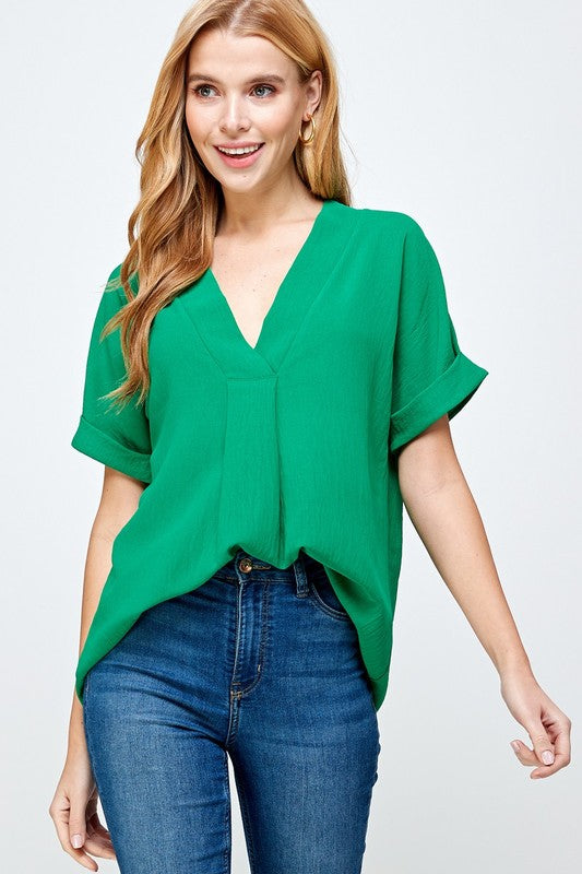 Cross-Over V-Neck Detail Top