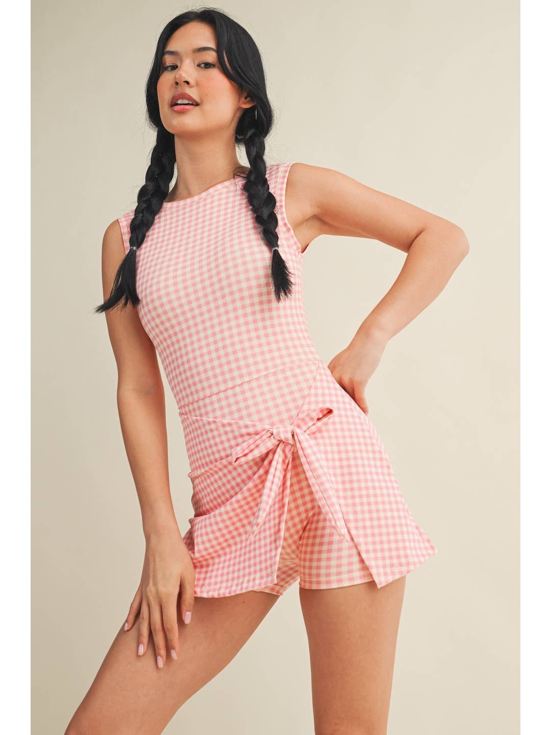 Racer Gingham Sport Romper