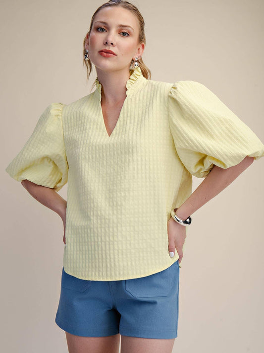 Bright Ideas Puff Sleeve Blouse Butter Yellow