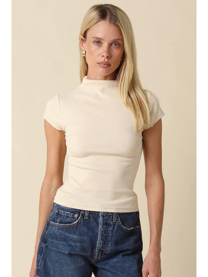 Anora Neck Knit Top - Ecru