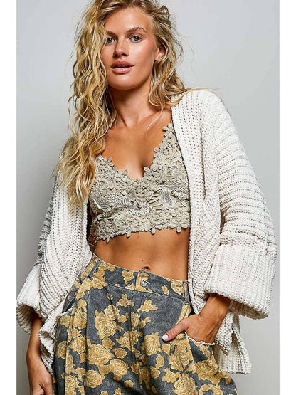 Chenille Sweater Cardigan - Cream