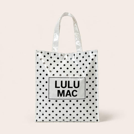 LULU Mac Reusable Tote White - Black Dots
