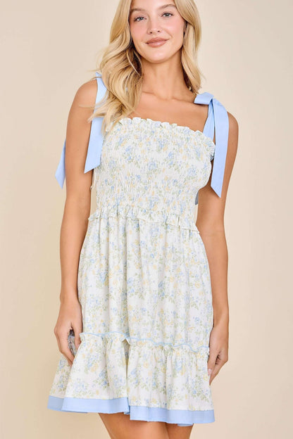 Floral Ribbon Strap Sundress