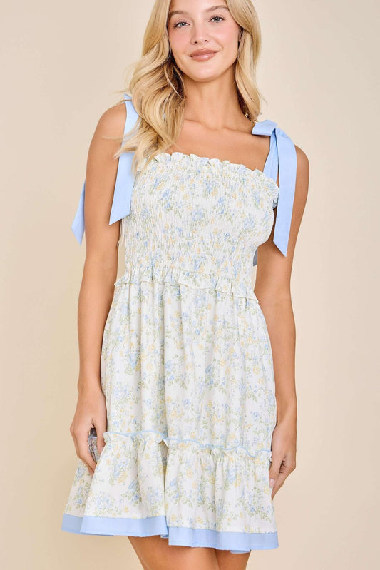 Floral Ribbon Strap Sundress