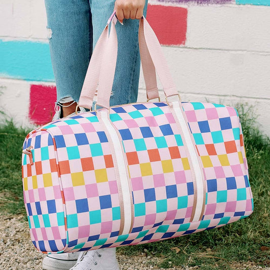 Multicolored Checkered Weekend Bag