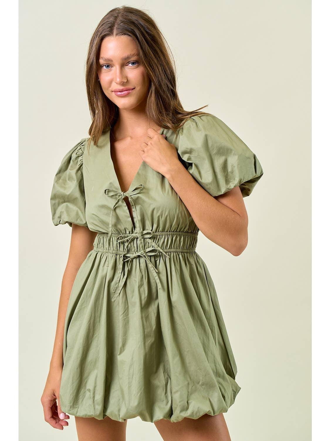 Flow Puff Sleeve Mini Dress