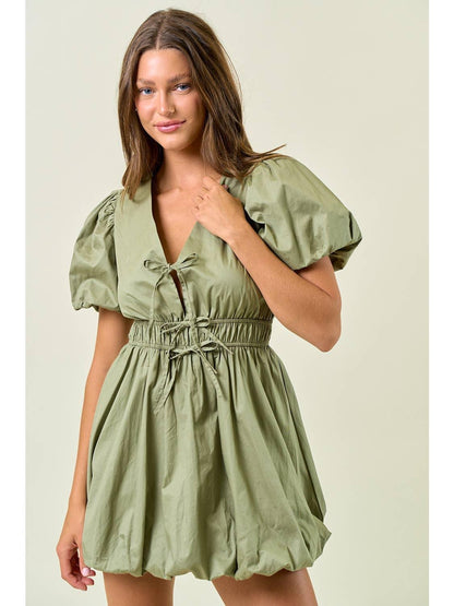 Flow Puff Sleeve Mini Dress