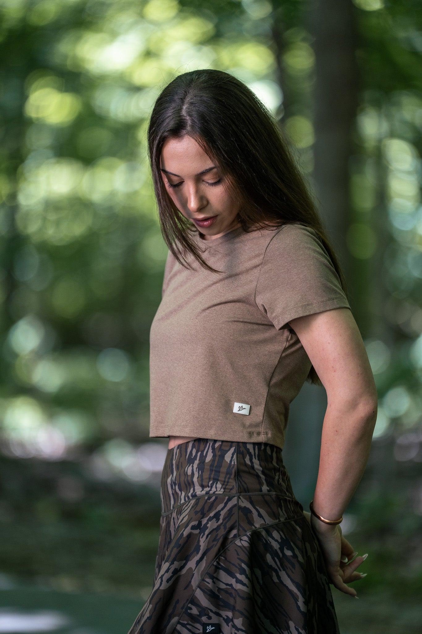 Women's Crop Tee - Heather Caribou