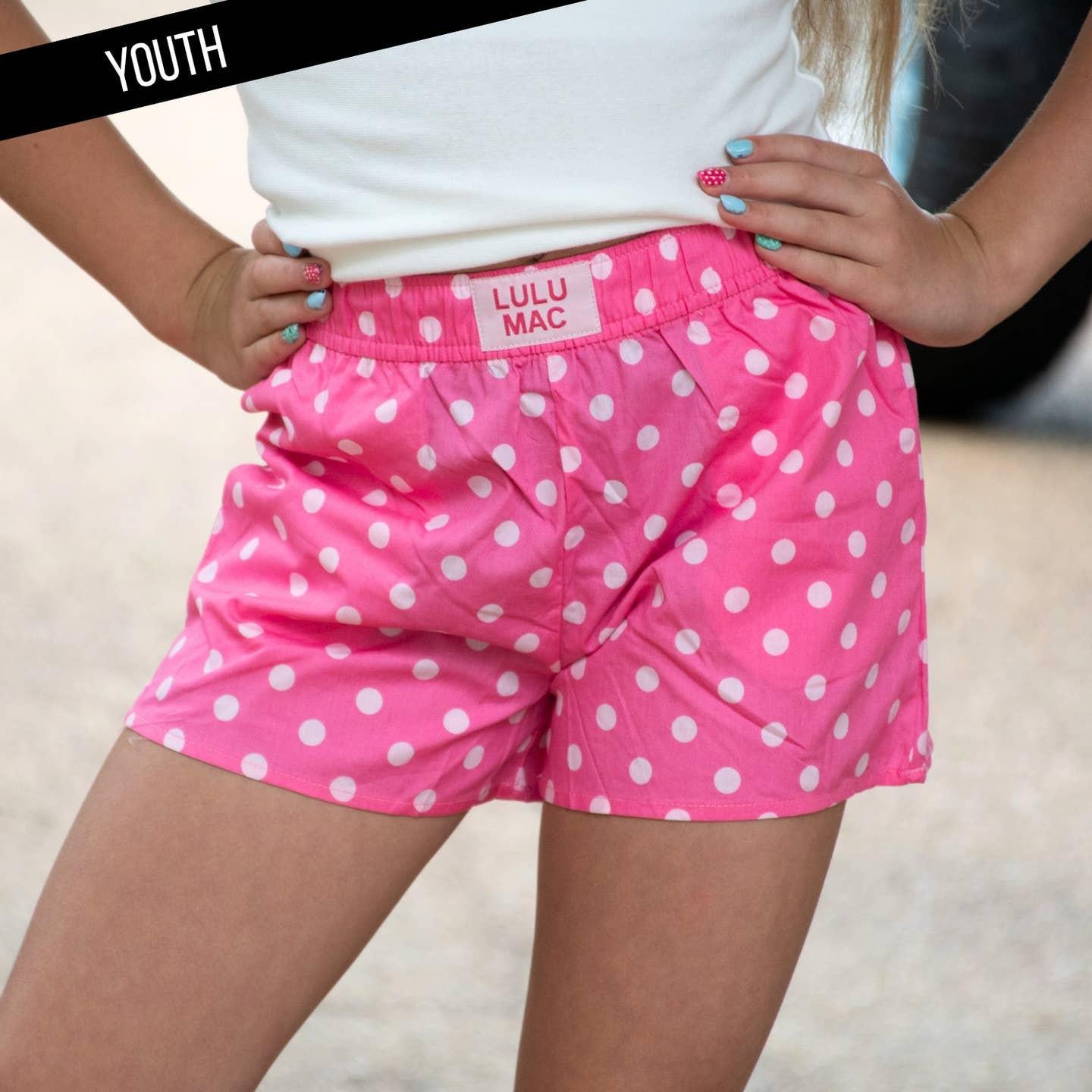 LULU MAC Pink/Light Pink Small Polka Dot Kids Shorts