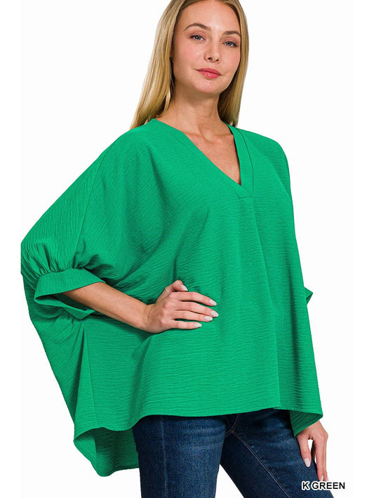 Woven Puff Half Sleeve In Kelly Green
