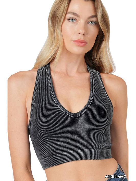 Ash Black Seamless Crop Top