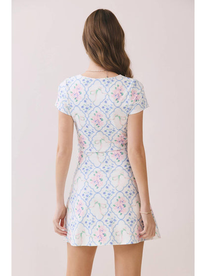 Vintage Floral Print Mini Dress