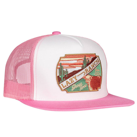 Lazy J Ranch Pink & White Desert Show Time Classic Five Panel Trucker Hat