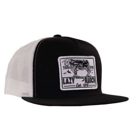 Lazy J Ranch Black & White Bull Trap Classic 5 Panel