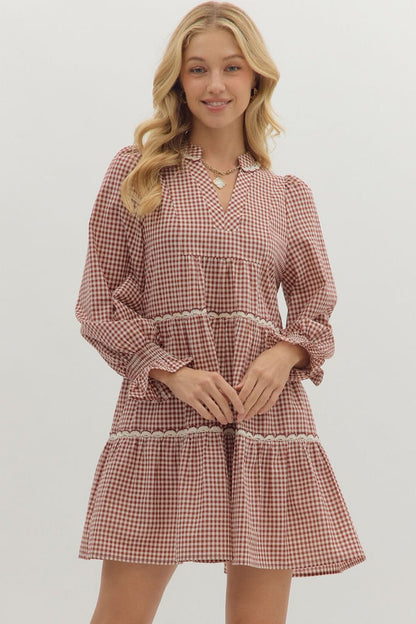 Fall Gingham Mini Dress
