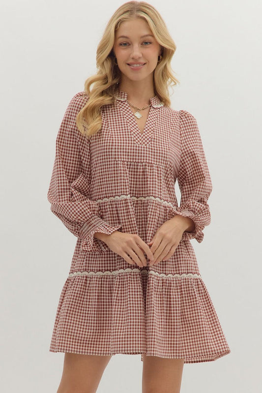 Fall Gingham Mini Dress