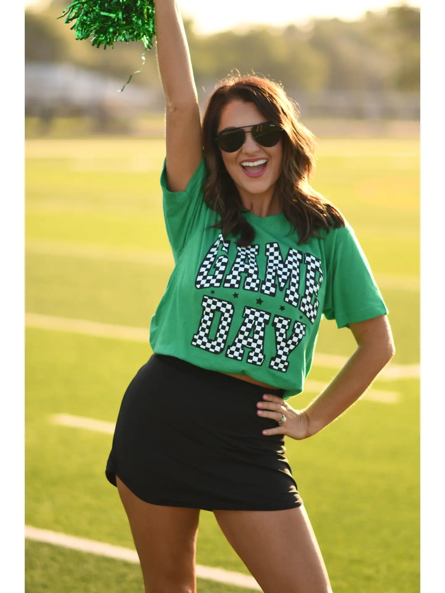 Checkered game day graphic tee