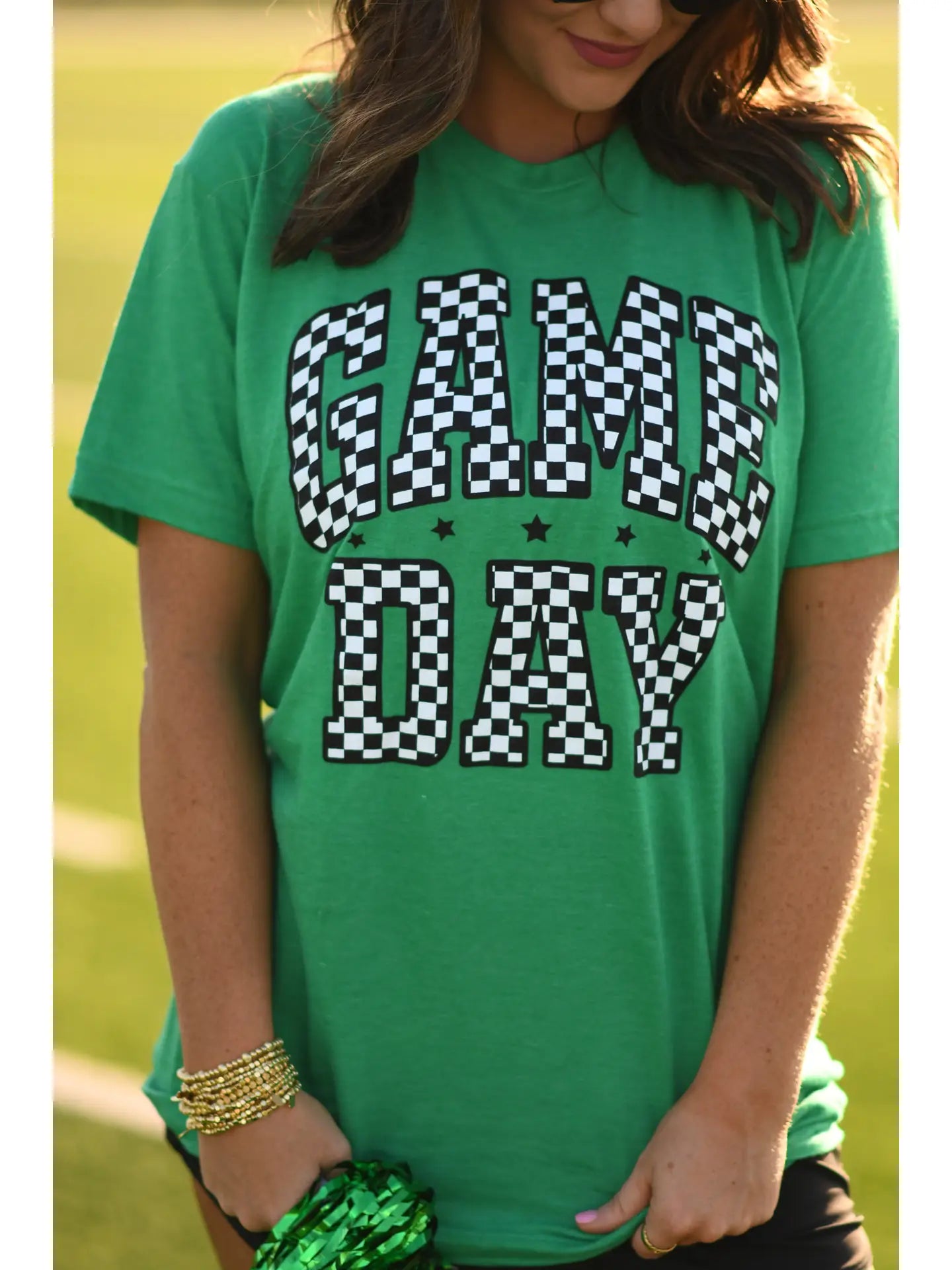 Checkered game day graphic tee