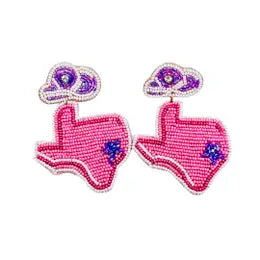 Pink Texas beaded earrings