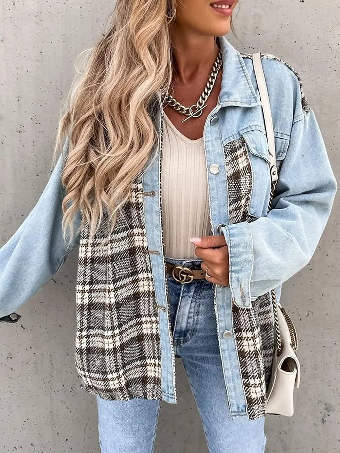 Denim flannel shacket