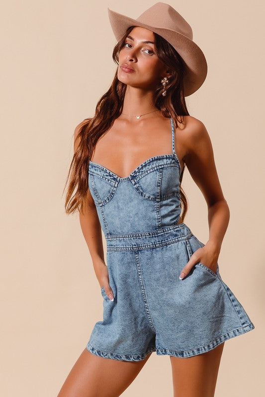 Kick Rocks Cowboy Denim Romper