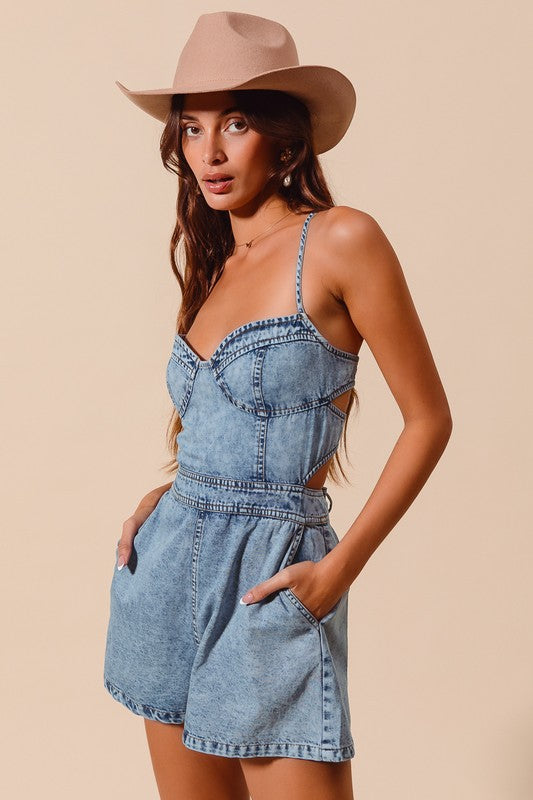 Kick Rocks Cowboy Denim Romper