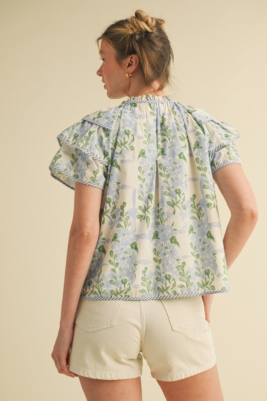 Spring Bloom Blouse Blue