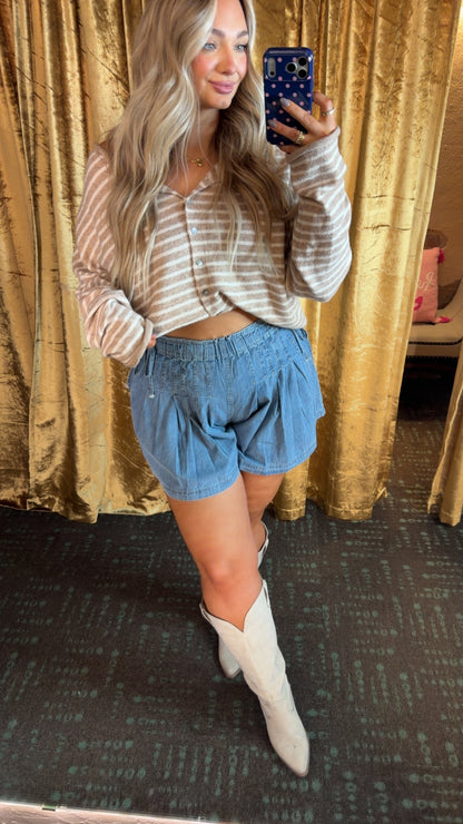Mia Button Down Sweater - Mocha