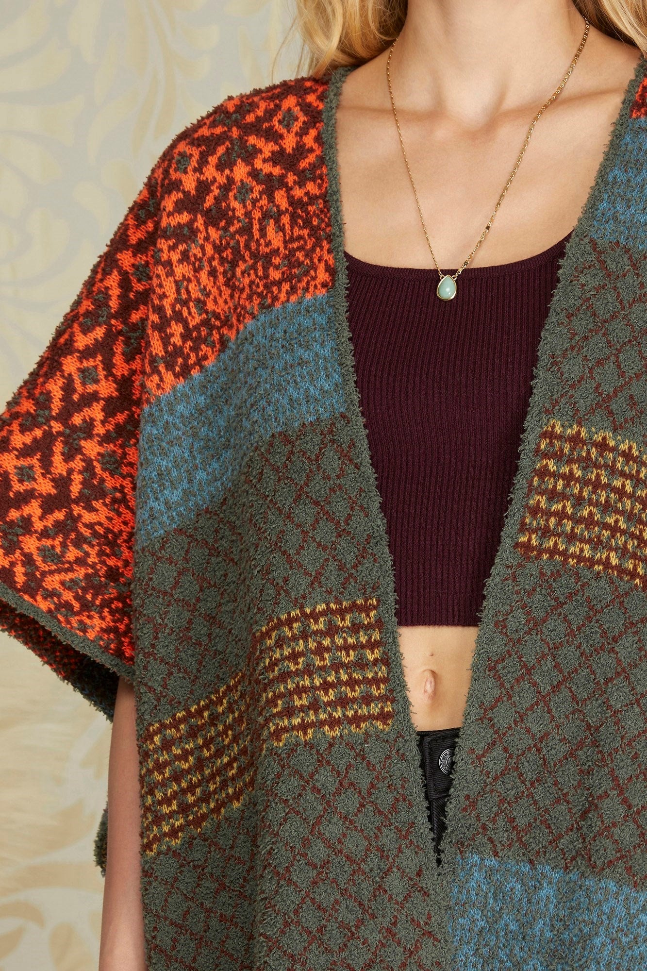 Color Block Poncho