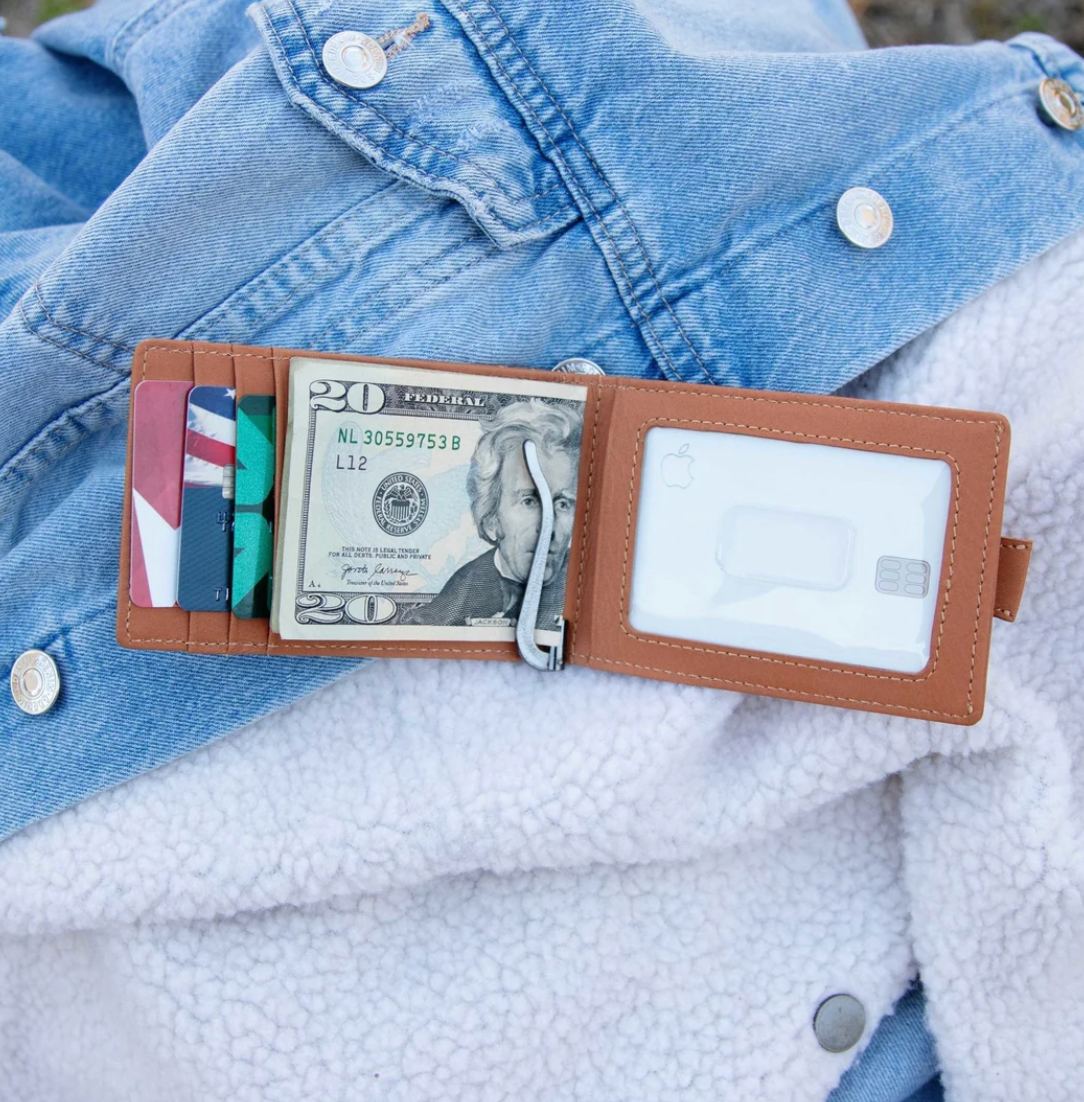 Leather Bi-fold Money Clip Wallet