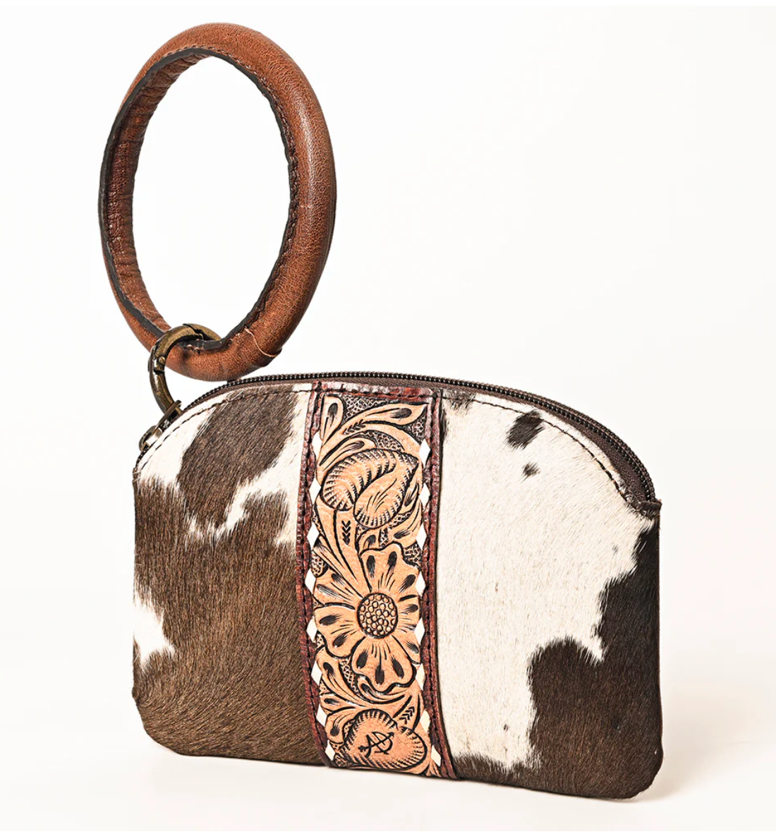 Clutch Hand Tooled Hair On Genuine Leather