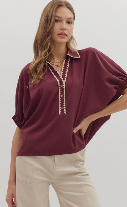 Roxy Blouse In Wine