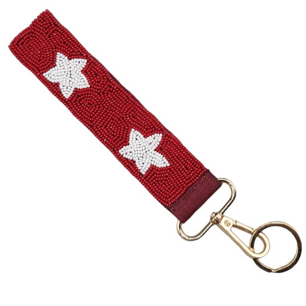 Star Print Beaded Keychain