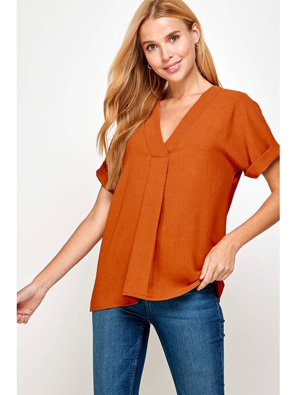 Cross-Over V-Neck Detail Top