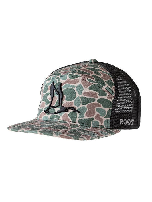 Roost Black/Camo 7 Panel Hat