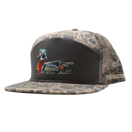 Youth 7 Panel Backwoods Camo Wood Duck Hat