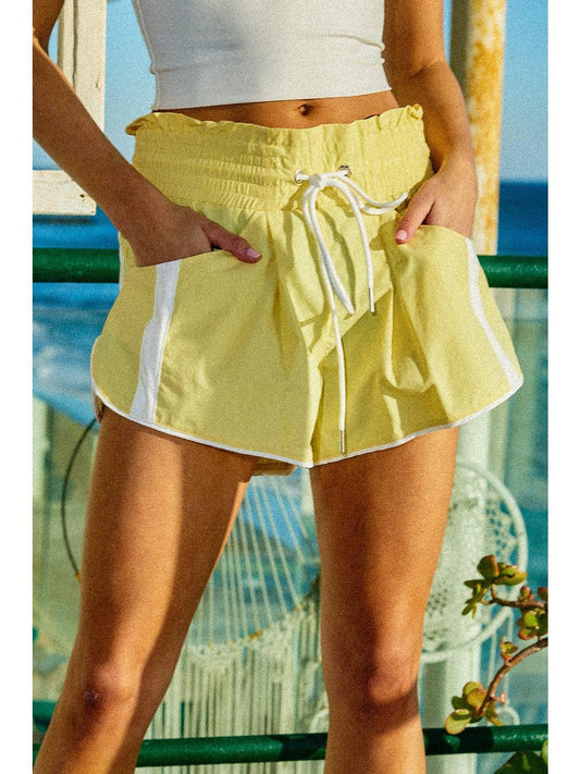 Yellow Windbreaker Shorts