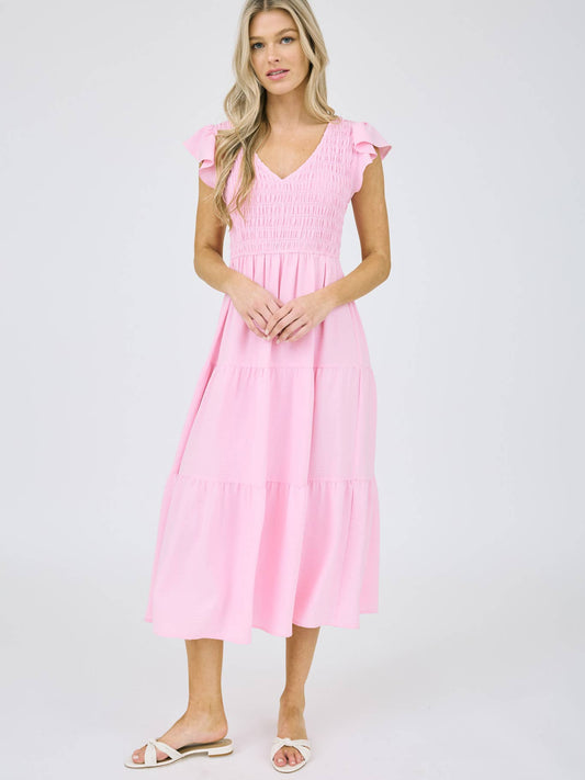 Flutter Sleeve Midi Dress